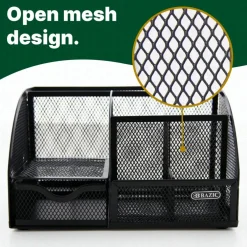 BAZIC Black Wire Mesh Desk Organizer With Drawer for Craft Room and Art Supply Storage