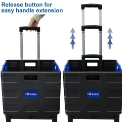 BAZIC Blue Folding Cart on Wheels with Lid, 16 x 18 x 15 in
