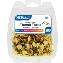 BAZIC Brass (Gold) Thumb Tacks, 200 Count, for Cork Boards Bulletin
