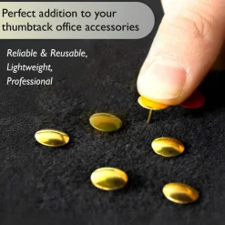 BAZIC Brass (Gold) Thumb Tacks, 200 Count, for Cork Boards Bulletin