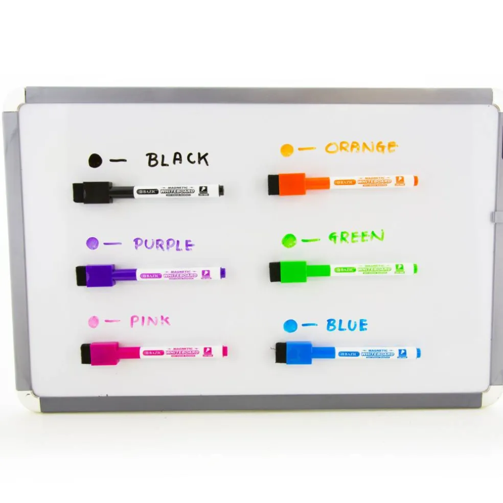 BAZIC Bright Magnetic Dry Erase Markers, Fine Tip, 6 Count