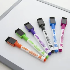 BAZIC Bright Magnetic Dry Erase Markers, Fine Tip, 6 Count