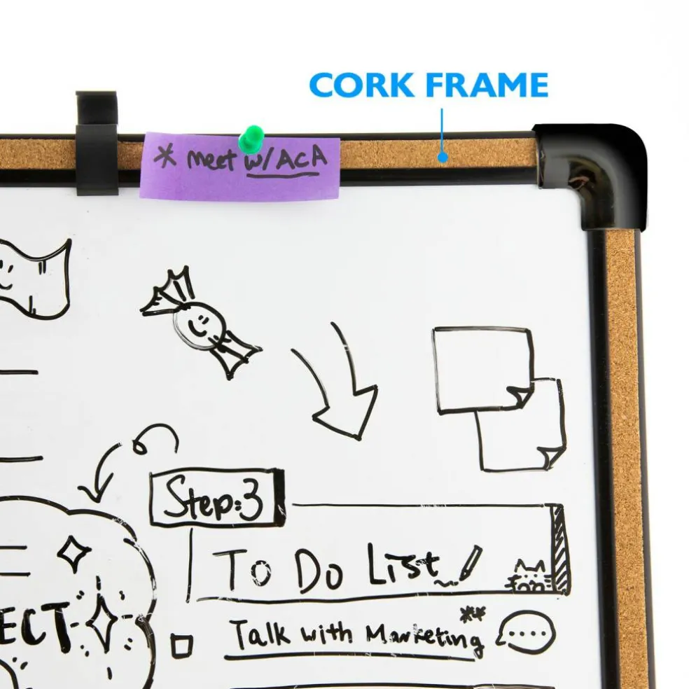 BAZIC CLASSIQUE Cork Framed Magnetic Dry Erase Board 17" X 23"
