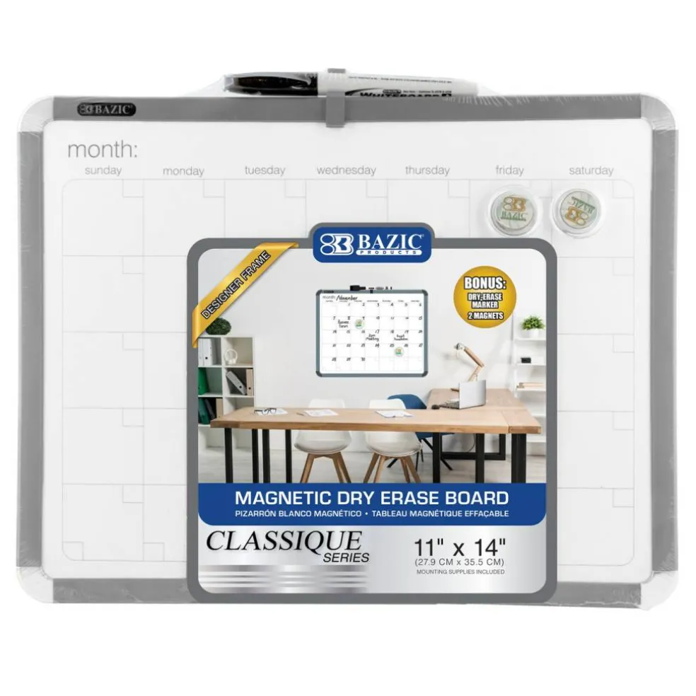 BAZIC CLASSIQUE Magnetic Dry Erase Calendar Board, 11 x 14 in