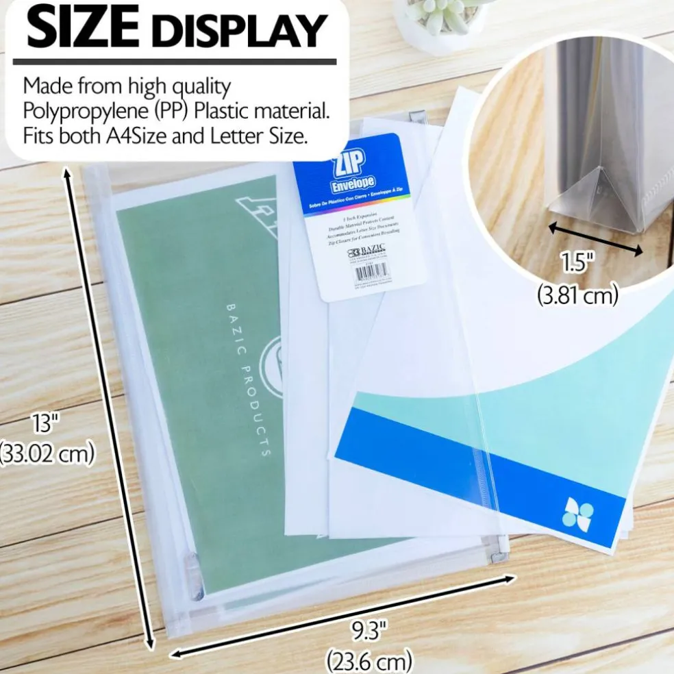 BAZIC Clear Zip Envelope, A4 / Letter Size