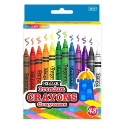 BAZIC 48 Color Crayons, 48 Count, Paraffin Wax Crayons, for Coloring, Kids Art, School Art Class