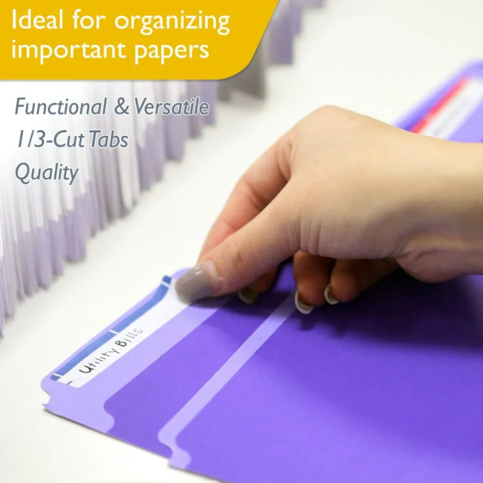 BAZIC Color File Folders, Letter Size, 1/3 Cut, 6 Count
