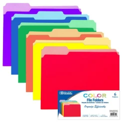 BAZIC Color File Folders, Letter Size, 1/3 Cut, 6 Count