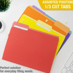 BAZIC Color File Folders, Letter Size, 1/3 Cut, 6 Count
