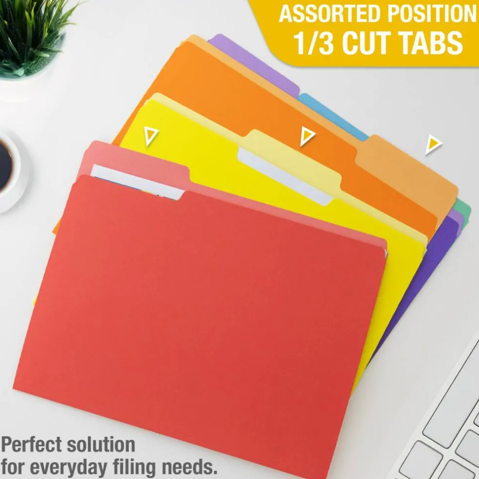BAZIC Color File Folders, Letter Size, 1/3 Cut, 6 Count