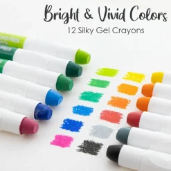 BAZIC 12 Color Jumbo Gel Crayons, 12 Count, Silky Gel Formula, for Coloring, Kids Art, School Art Class