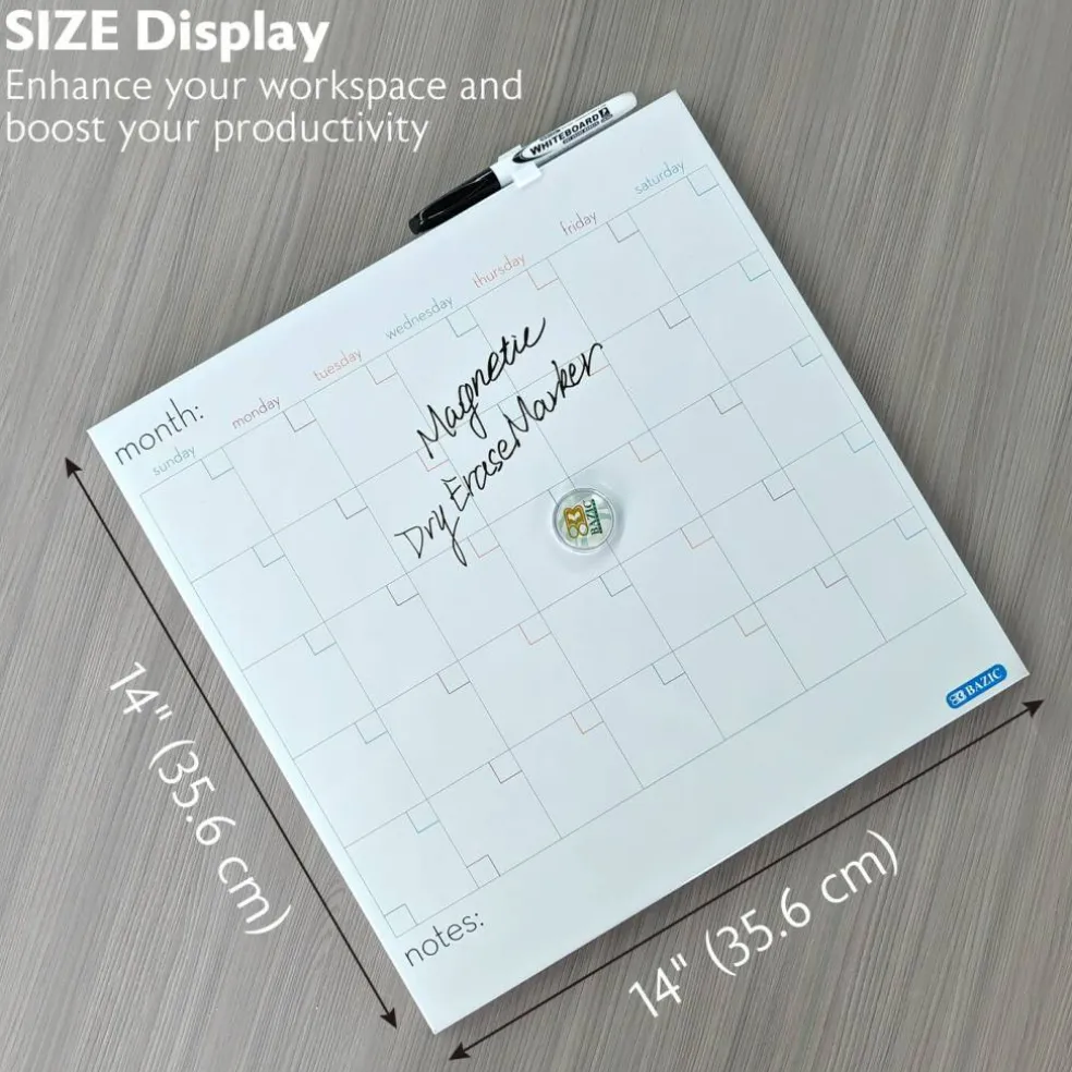 BAZIC CUBIX Magnetic Dry Erase Calendar Tile, 14 x 14 in, Board Build