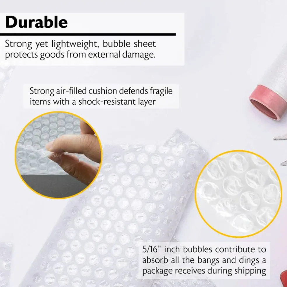 BAZIC Cushion Bubble Wrap Roll, 12 in x 5 ft, for Shipping Moving Packaging