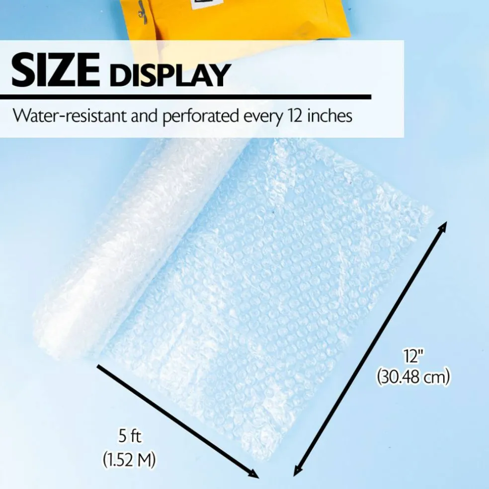 BAZIC Cushion Bubble Wrap Roll, 12 in x 5 ft, for Shipping Moving Packaging