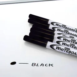 BAZIC Dry-Erase Markers, Fine Point, Black, 4 Count, 24-Pack