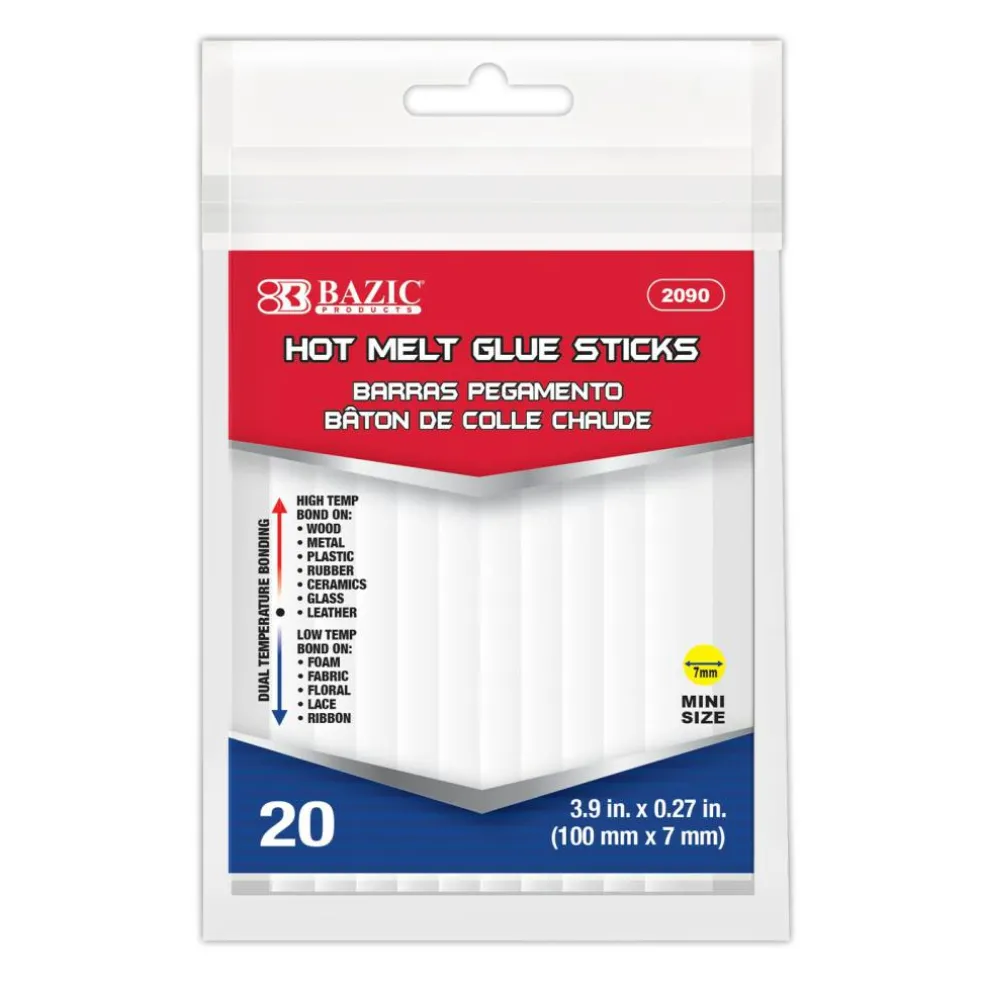 BAZIC Dual Temp Mini Hot Glue Sticks, 3.9 in x 0.27 in, 20 Count