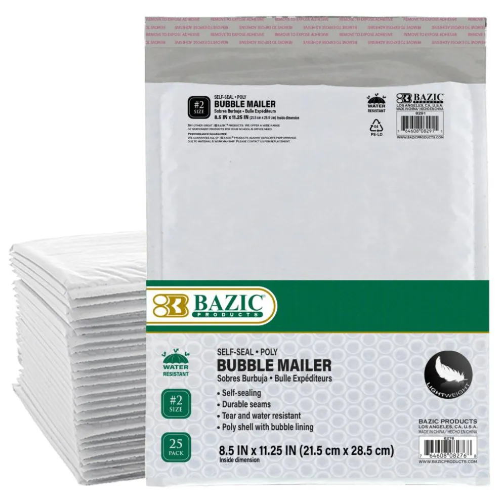 BAZIC Poly Bubble Mailer (#2) 8.5" x 11.25" (25/Pack)