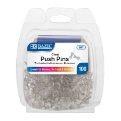 BAZIC Push Pins Clear Transparent (100/Pack)