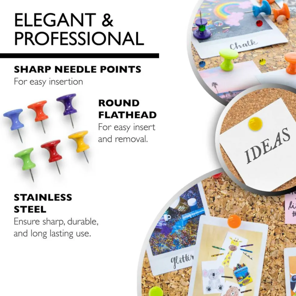 BAZIC Push Pins Jumbo Assorted Color (25/Pack)