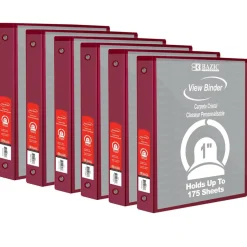 BAZIC® 3 Ring View Binder with Pockets, 6ct.