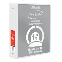 BAZIC® 3 Ring View Binder with Pockets, 6ct.