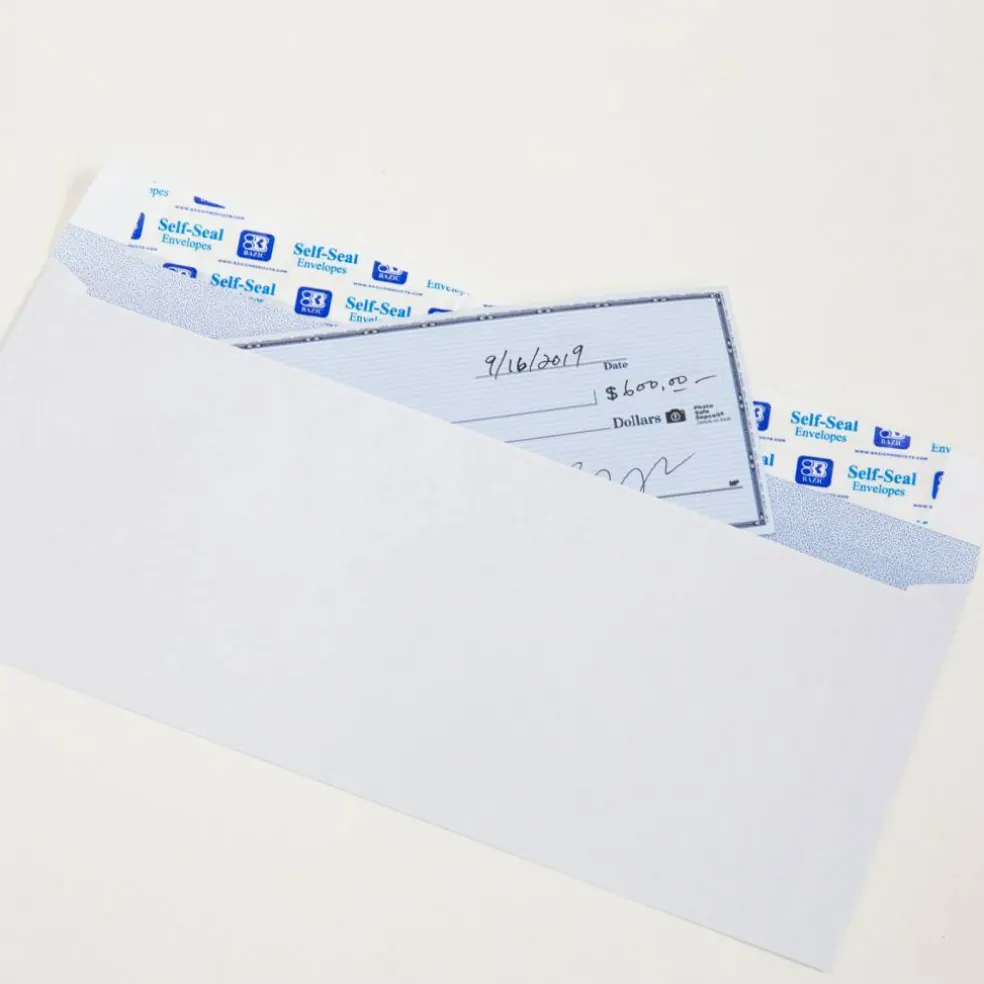 BAZIC #10 Security White Envelopes, Self-Seal, 500 Count
