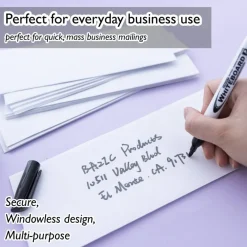 BAZIC #10 Security White Envelopes, Gummed, 40 Count, Security-Tint Paper