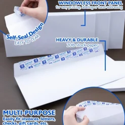 BAZIC #10 Self-Seal White Envelope (50/Pack)