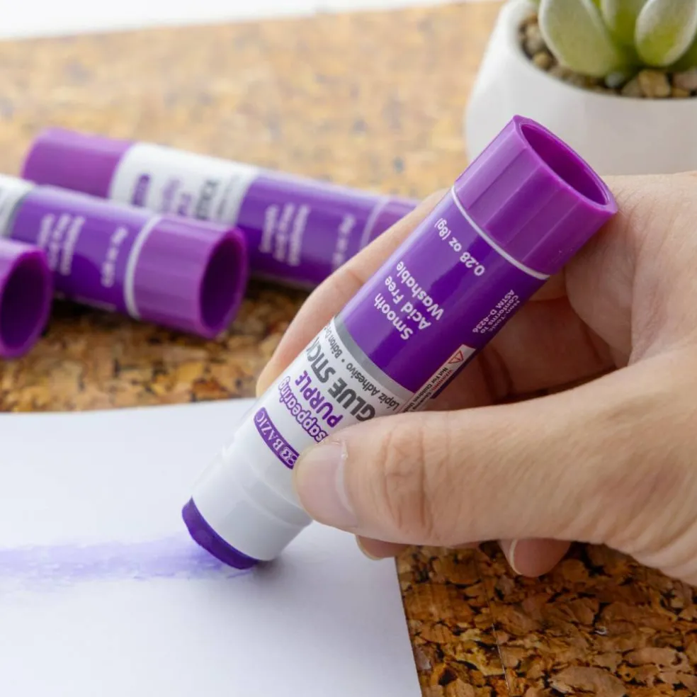 BAZIC Washable Disappearing Purple Glue Sticks, 0.28 oz