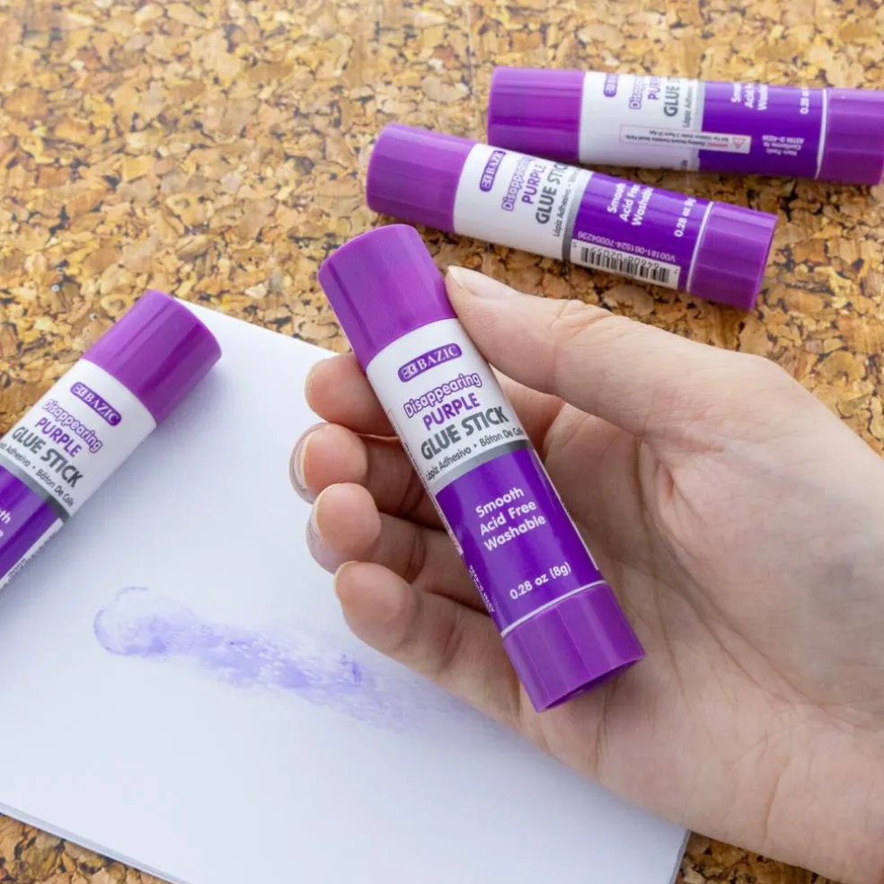 BAZIC Washable Disappearing Purple Glue Sticks, 0.28 oz