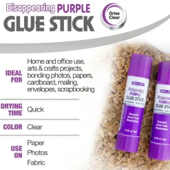 BAZIC Washable Disappearing Purple Glue Sticks, 0.28 oz, 4 Count