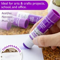 BAZIC Washable Disappearing Purple Glue Sticks, 0.28 oz, 4 Count