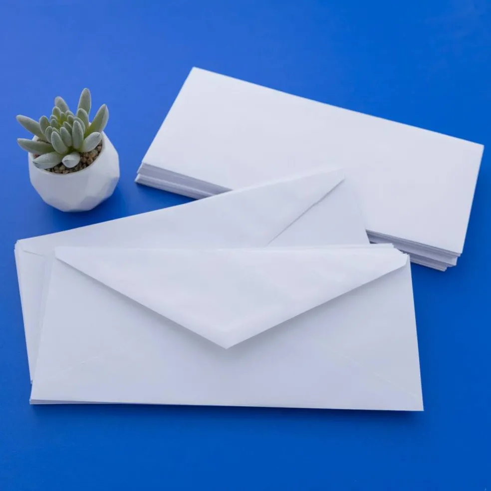 BAZIC #10 White Envelopes, Gummed, 50 Count, Plain-Face Paper