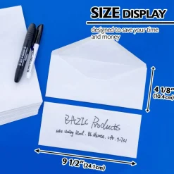 BAZIC #10 White Envelopes, Gummed, 50 Count, Plain-Face Paper