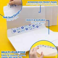 BAZIC #6 3/4 White Envelopes, Self-Seal, 65 Count, for Mailing Office