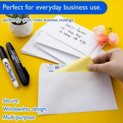 BAZIC #6 3/4 White Envelopes, Self-Seal, 65 Count, for Mailing Office