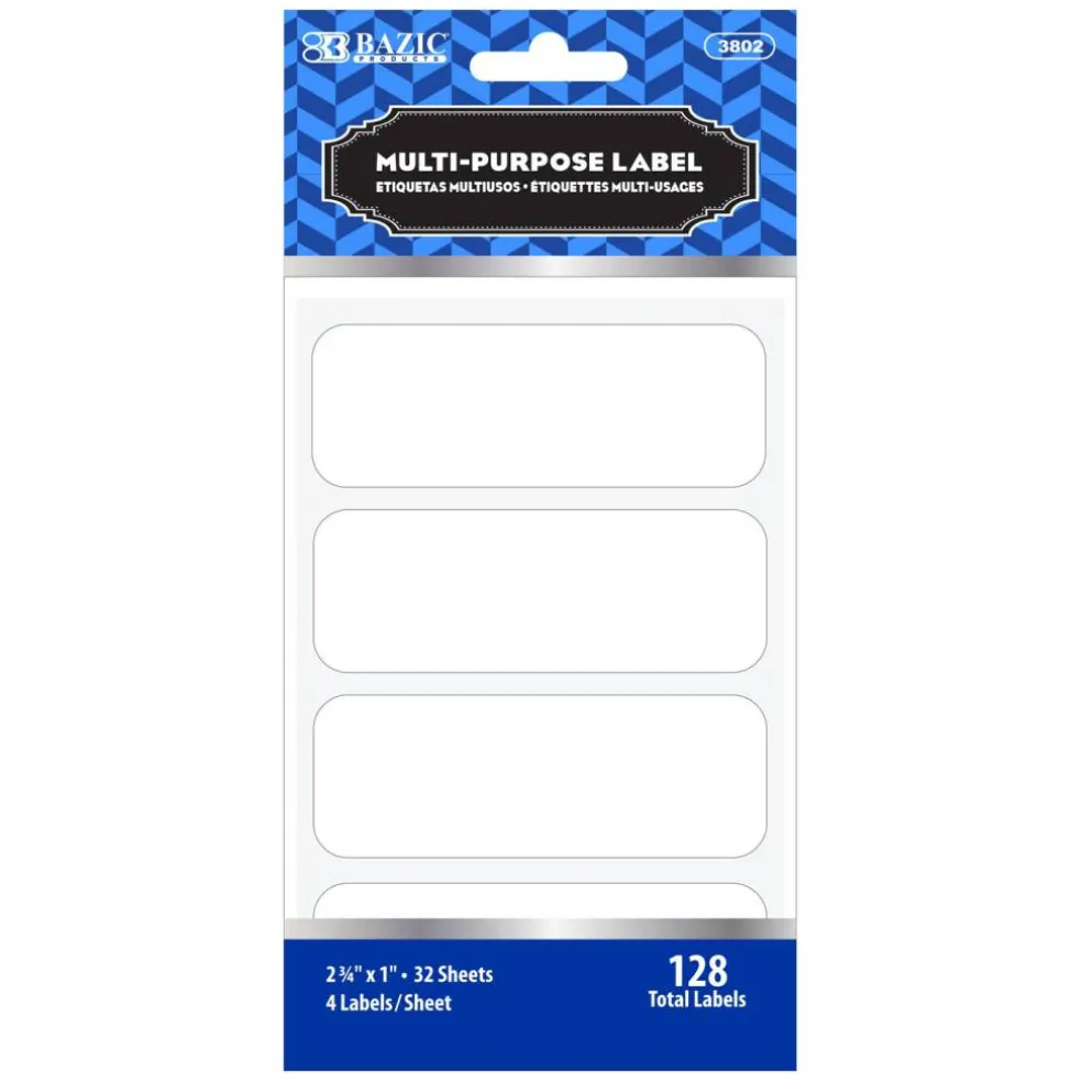 BAZIC White Multipurpose Label 2 3/4" X 1" (128/Pack)