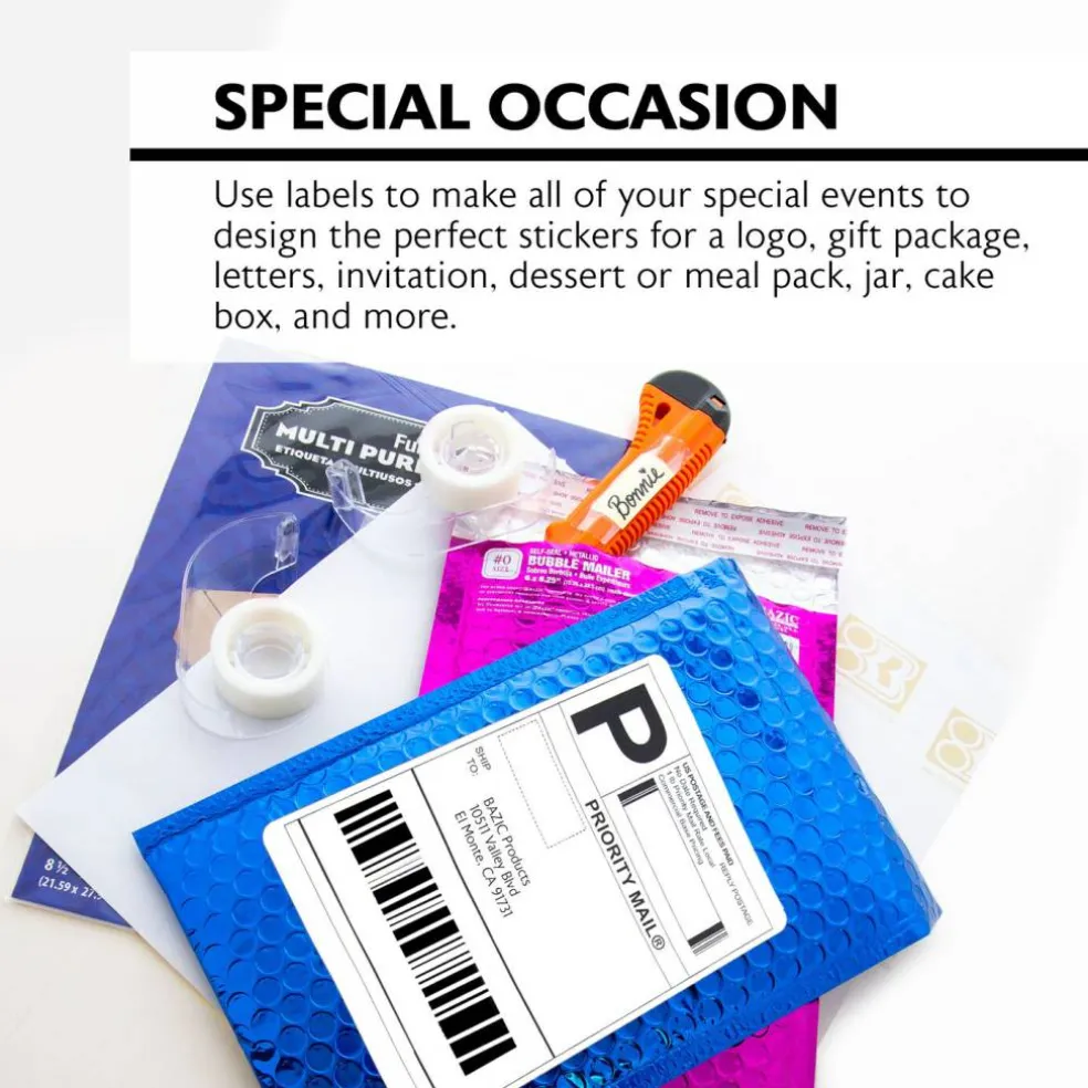 BAZIC 8.5" x 11" Full Sheet Multipurpose Labels, White, 10 Count, 24-Pack