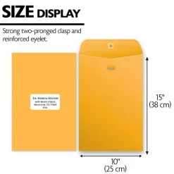 BAZIC 10 x 15 in Manila Clasp Envelopes, 100 Count, Metal Clasp Closure