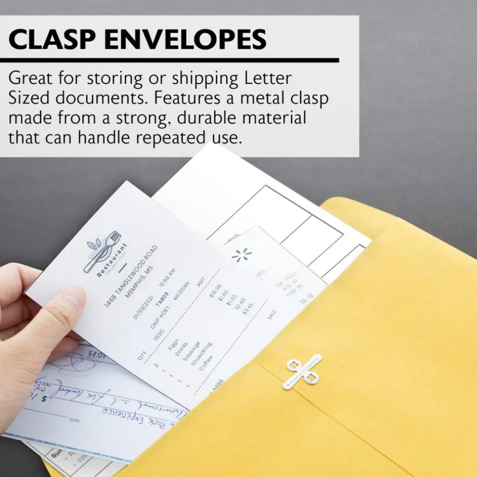BAZIC 10 x 15 in Manila Clasp Envelopes, 100 Count, Metal Clasp Closure