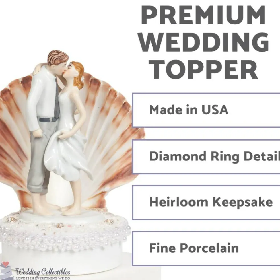 Beach Get Away Shell Wedding Cake Topper