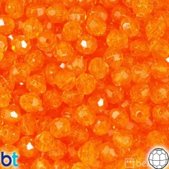 BeadTin Orange Transparent 8mm Faceted Round Plastic Craft Beads (450pcs)