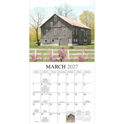 Beckoning Barns | 2027 7 x 14 Inch (Hanging) Monthly Mini Wall Calendar | Featuring the Artwork of Lori Deiter