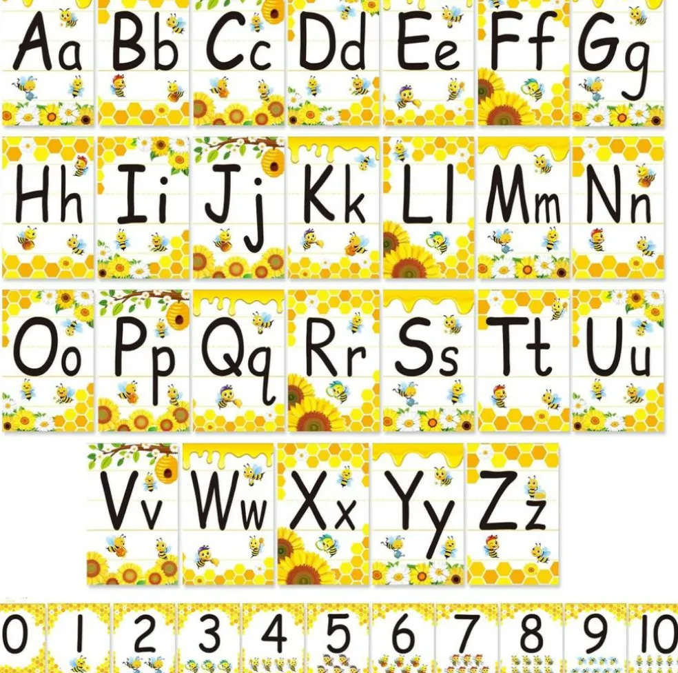 Bee Themed ABC Poster Classroom Wall Alphabet
