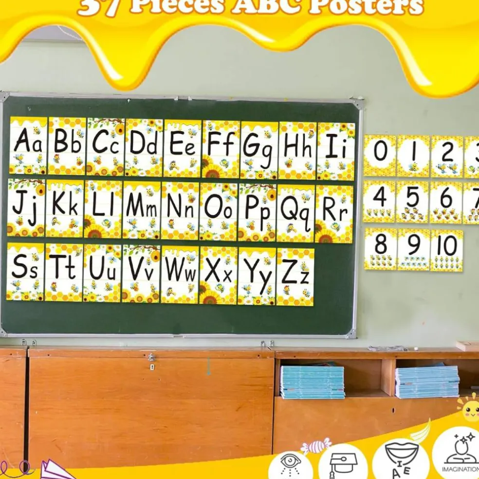 Bee Themed ABC Poster Classroom Wall Alphabet