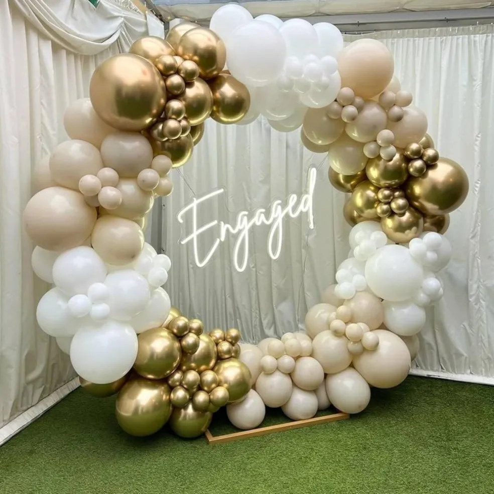Beige and Champagne Gold Latex Balloon Set