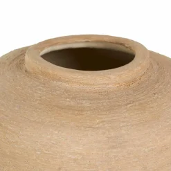 16" Beige Ceramic Wide Textured Vase
