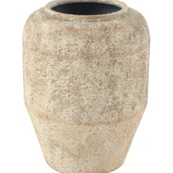 12" Beige Metal Handmade Antique Style Distressed Vase