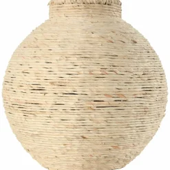 13" Beige Seagrass Handmade Wrapped Vase
