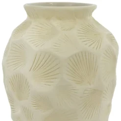 10" Beige Seashell Embossed Ceramic Vase by Ashland®